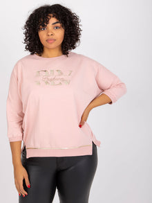 Brudnoróżowa bluzka plus size z printem