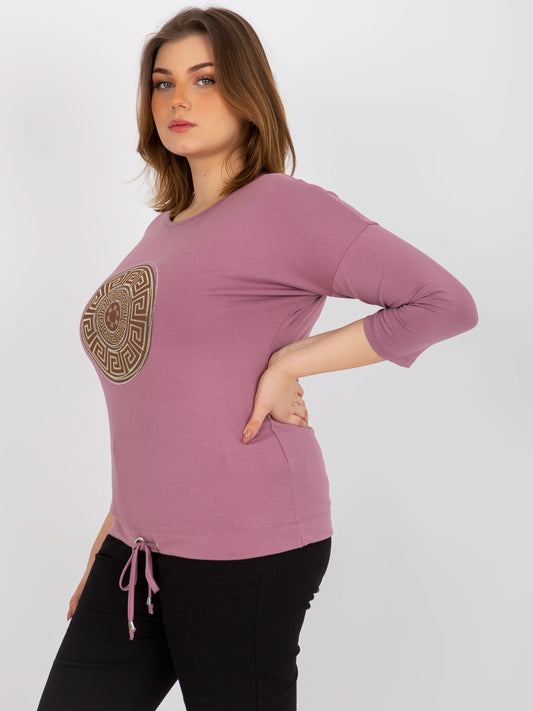 Brudnoróżowa bluzka plus size ze ściągaczem