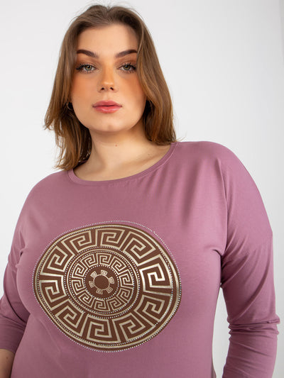 Brudnoróżowa bluzka plus size ze ściągaczem