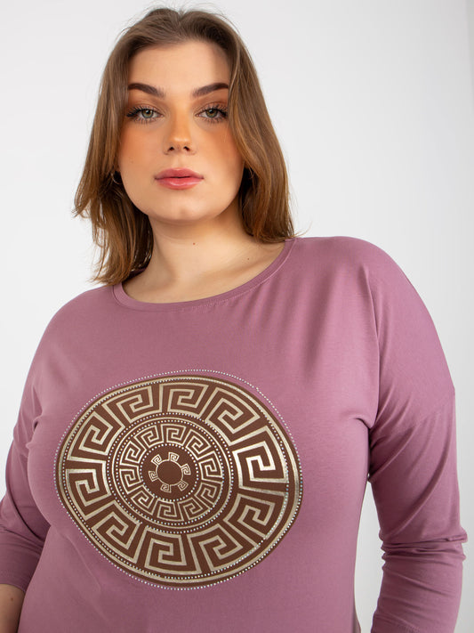 Brudnoróżowa bluzka plus size ze ściągaczem