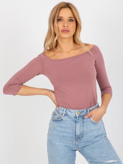 Brudnoróżowa bawełniana bluzka hiszpanka BASIC FEEL GOOD