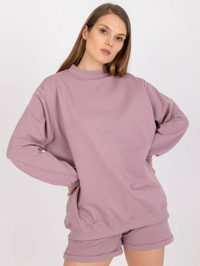 Brudnoróżowa dresowa bluza basic o fasonie oversize