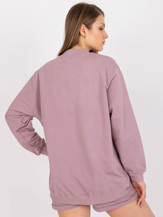 Brudnoróżowa dresowa bluza basic o fasonie oversize
