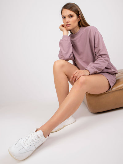 Brudnoróżowa dresowa bluza basic o fasonie oversize