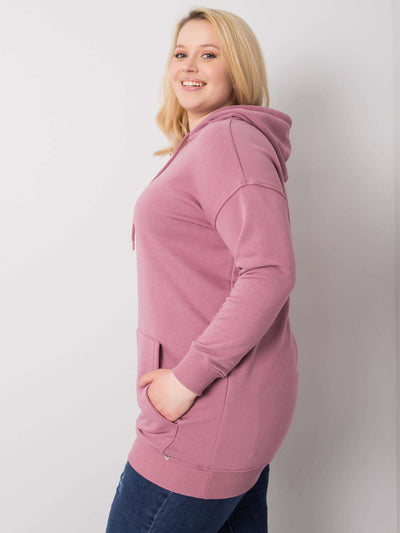 Brudnoróżowa bawełniana bluza plus size z kapturem