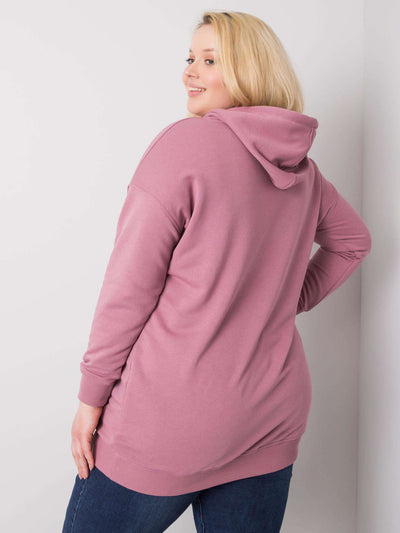 Brudnoróżowa bawełniana bluza plus size z kapturem