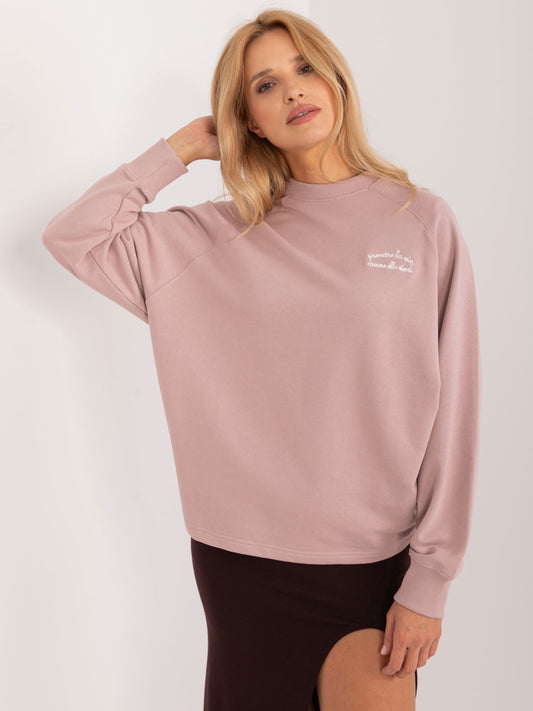 SUBLEVEL Brudnoróżowa bluza oversize z napisem