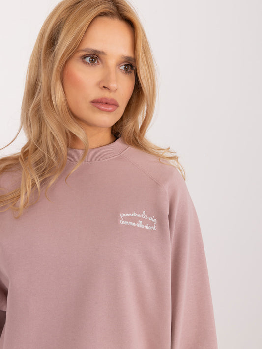 SUBLEVEL Brudnoróżowa bluza oversize z napisem