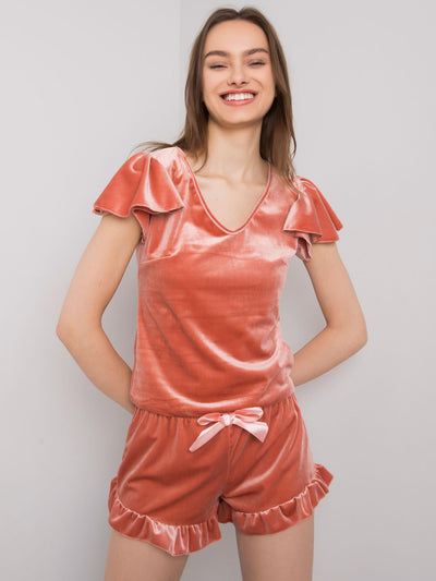 RUE PARIS Brudnoróżowa piżama z weluru