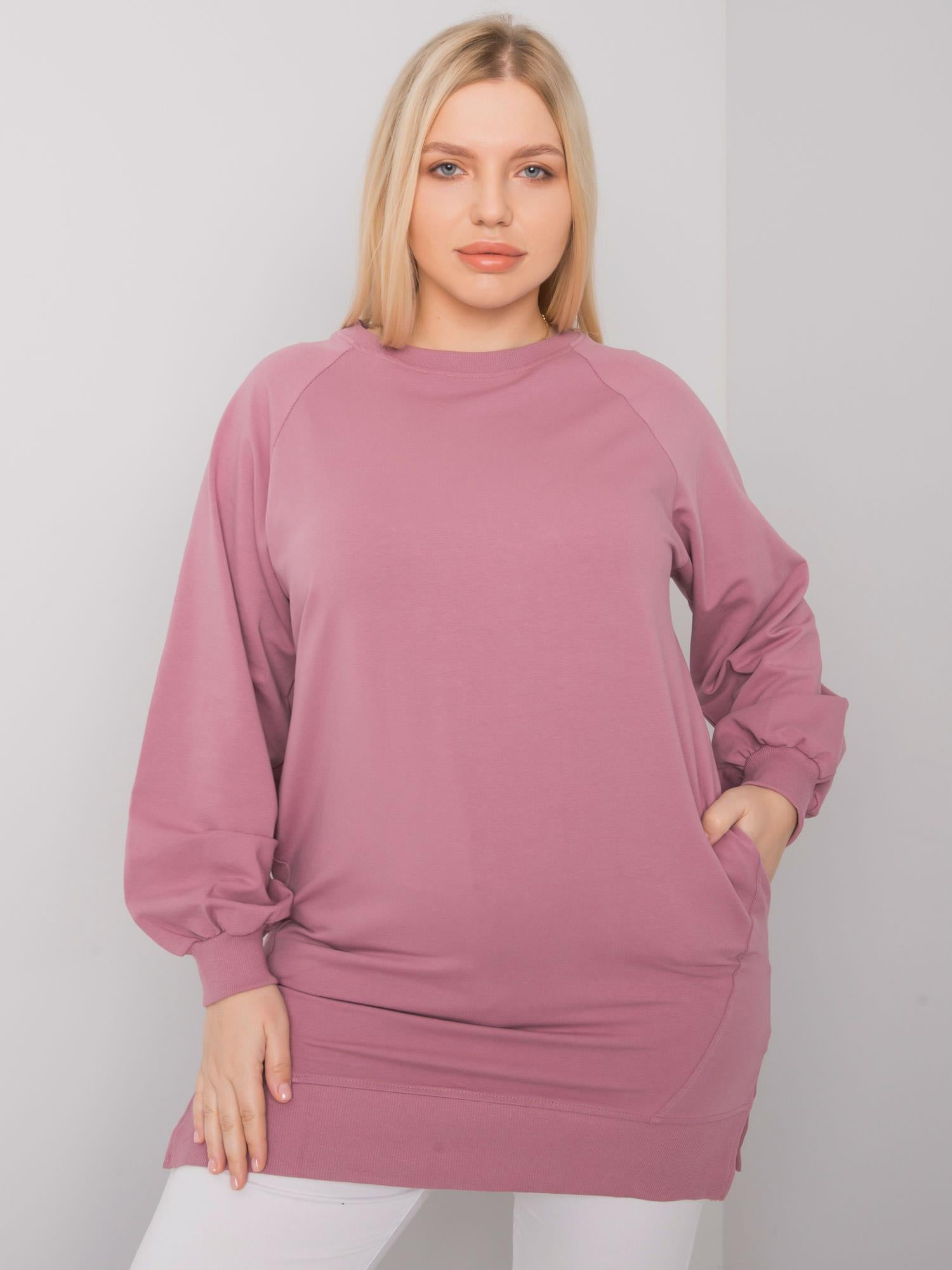 Brudnoróżowa bawełniana bluza damska plus size