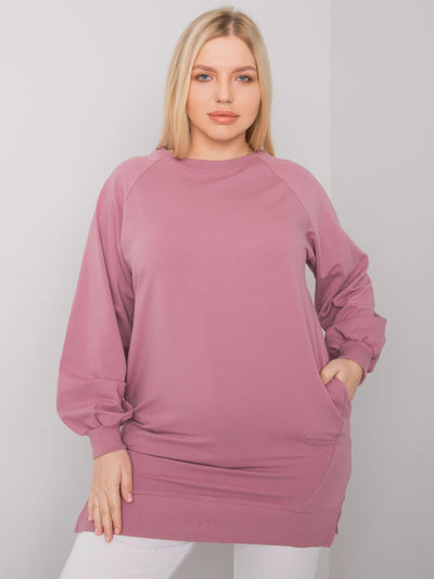 Brudnoróżowa bawełniana bluza damska plus size