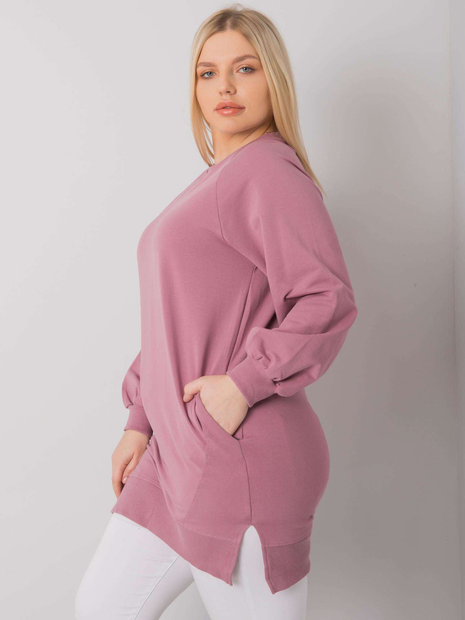 Brudnoróżowa bawełniana bluza damska plus size