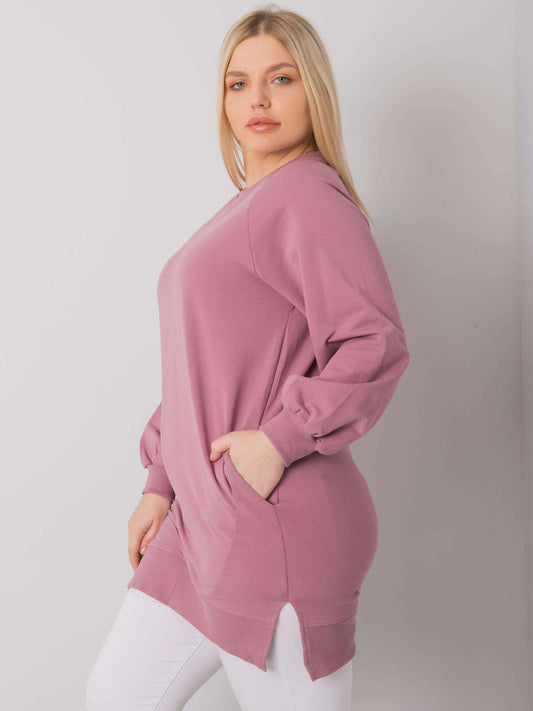 Brudnoróżowa bawełniana bluza damska plus size