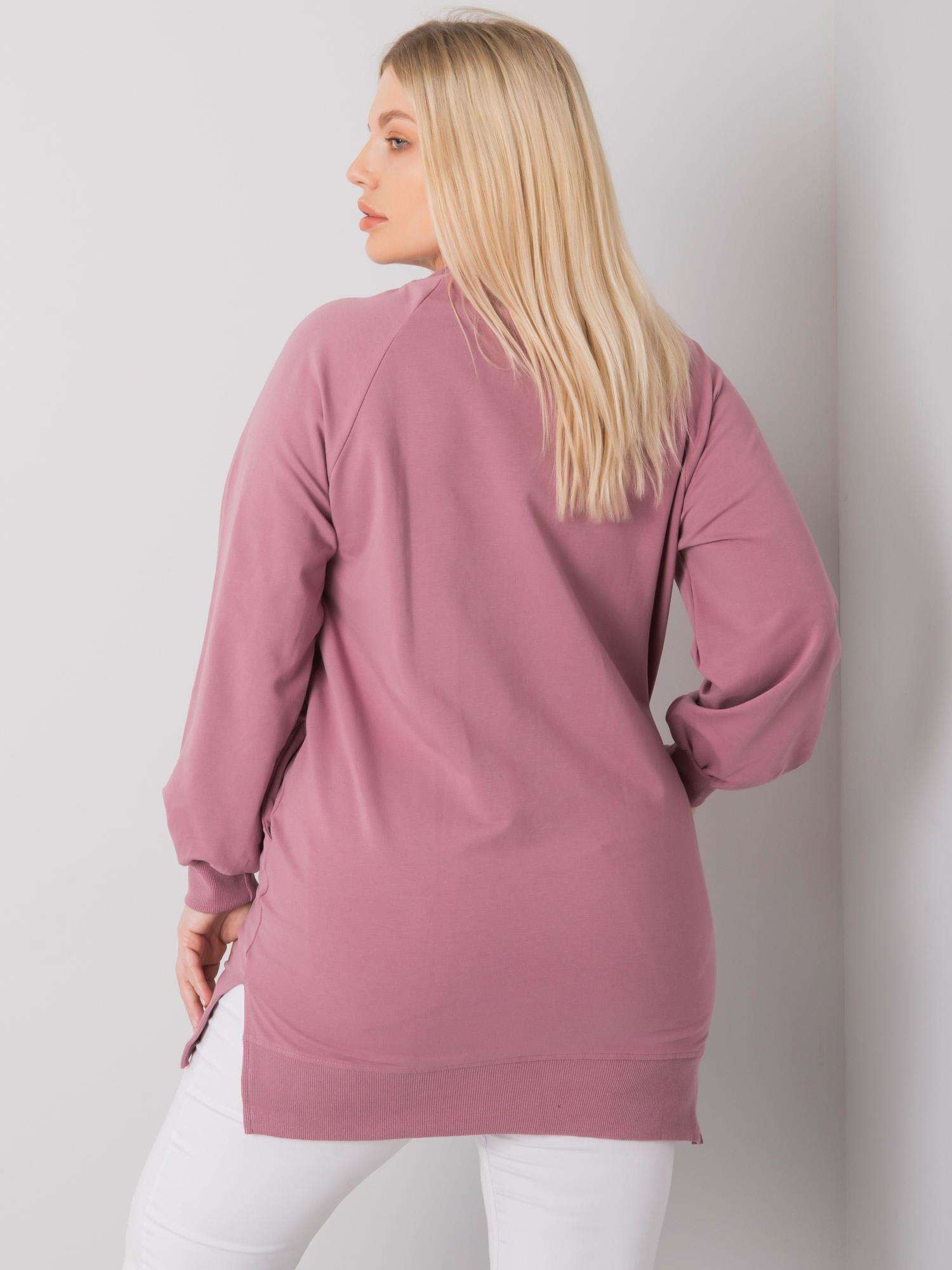 Brudnoróżowa bawełniana bluza damska plus size