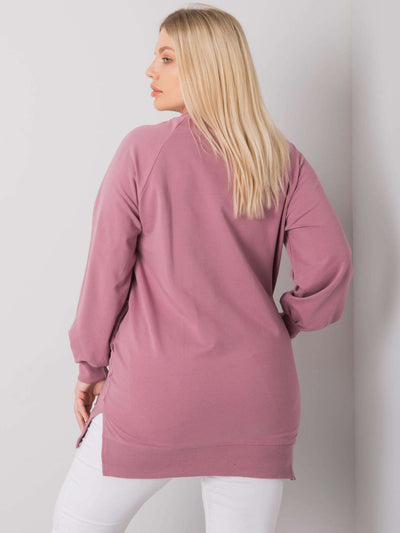 Brudnoróżowa bawełniana bluza damska plus size