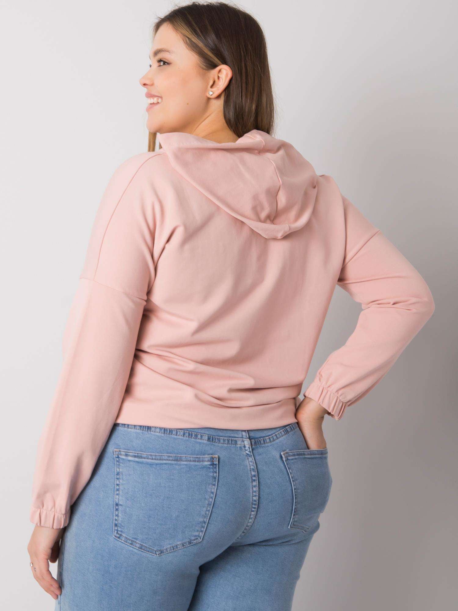Brudnoróżowa bluza plus size z kapturem