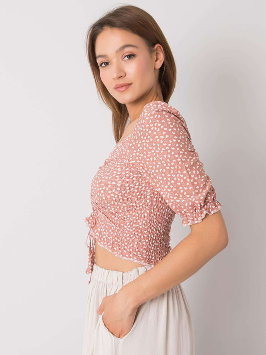 RUE PARIS Brudnoróżowa bluzka w serduszka