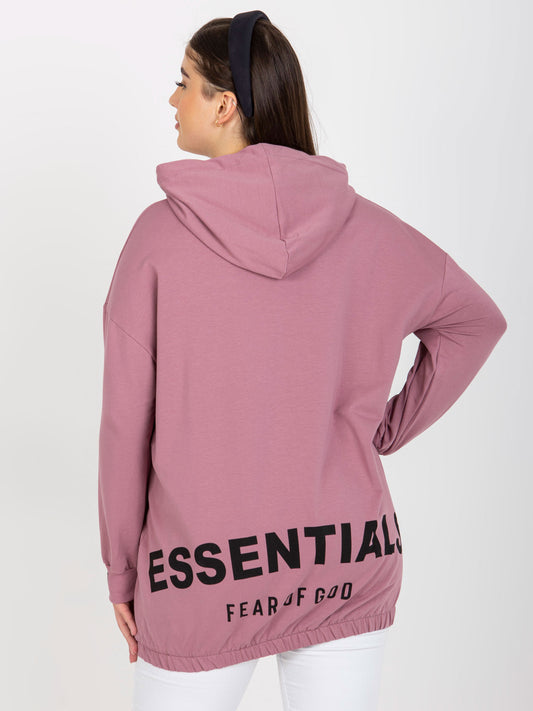 Brudnoróżowa rozpinana bluza plus size z nadrukiem z tyłu