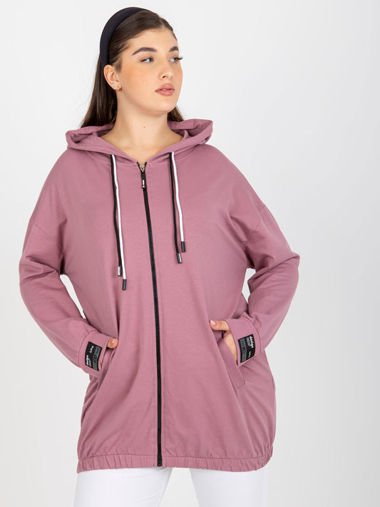 Brudnoróżowa rozpinana bluza plus size z nadrukiem z tyłu