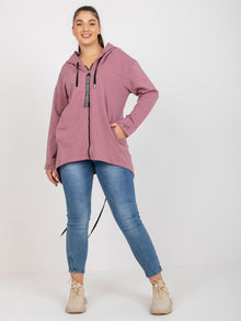 Brudnoróżowa rozpinana bluza plus size ze ściągaczem