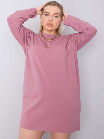 Brudnoróżowa bawełniana sukienka plus size