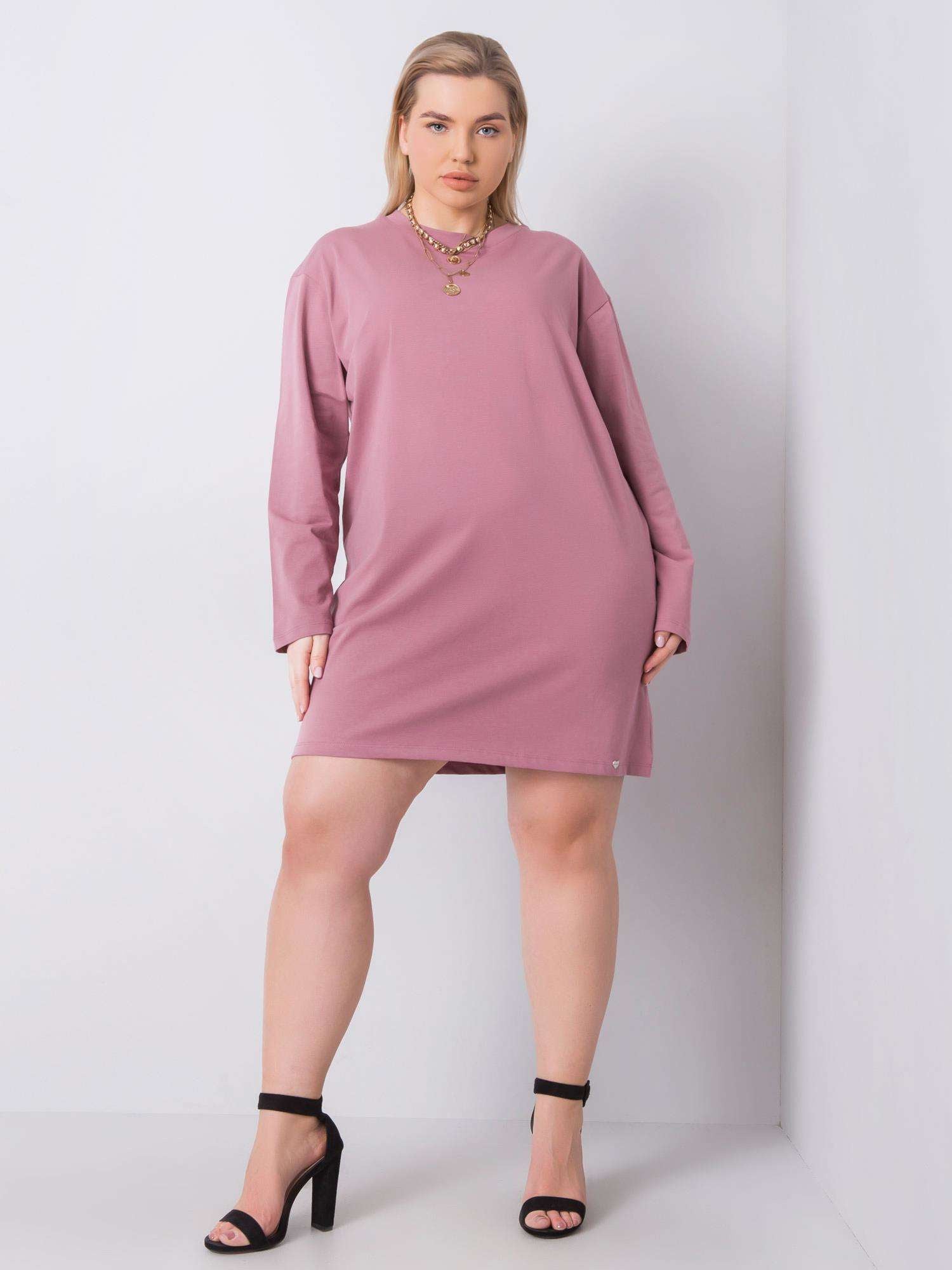 Brudnoróżowa bawełniana sukienka plus size