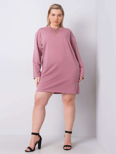 Brudnoróżowa bawełniana sukienka plus size