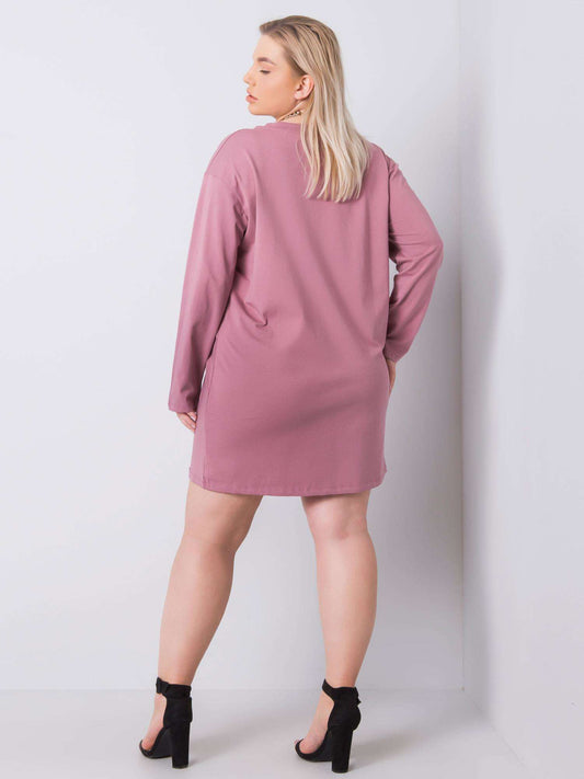 Brudnoróżowa bawełniana sukienka plus size