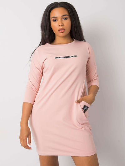 Brudnoróżowa bawełniana sukienka plus size