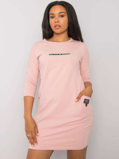 Brudnoróżowa bawełniana sukienka plus size