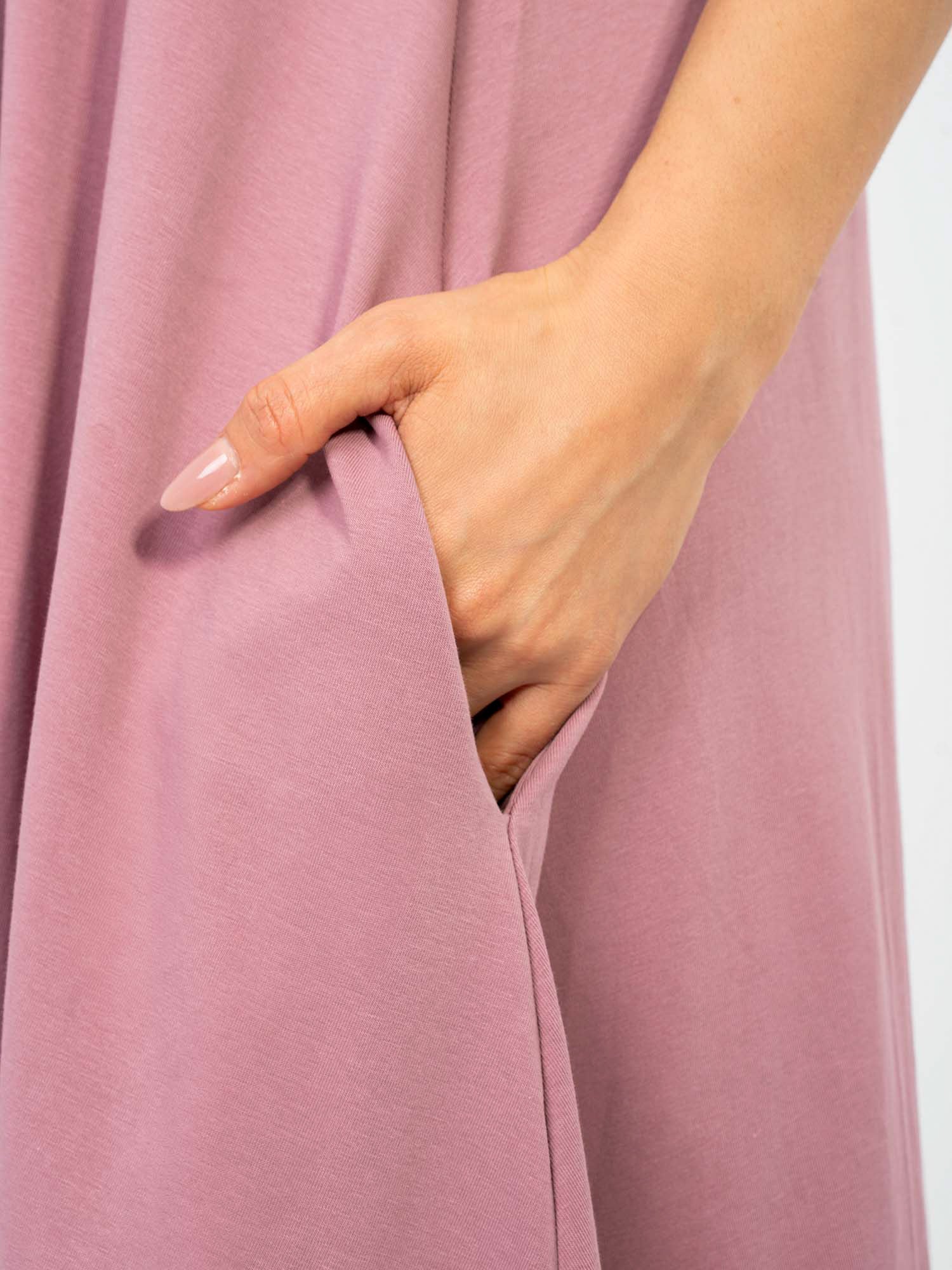RUE PARIS Brudnoróżowa letnia sukienka oversize z bawełny