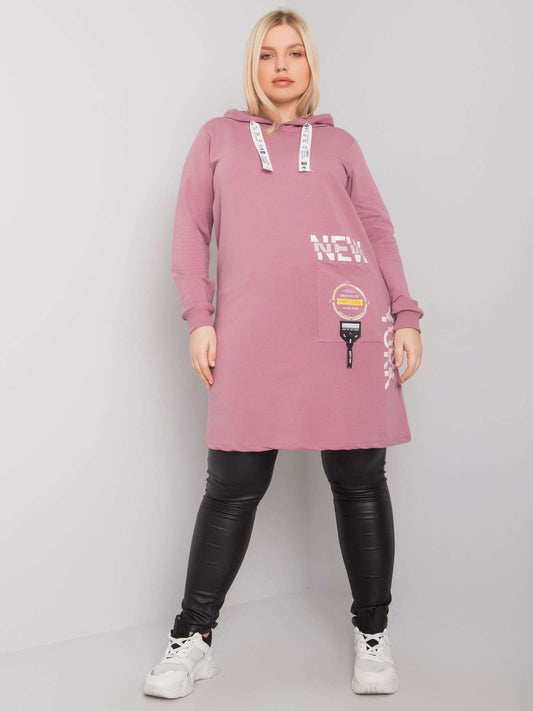 Brudnoróżowa bawełniana tunika plus size