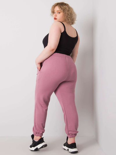 Brudnoróżowe bawełniane spodnie dresowe plus size