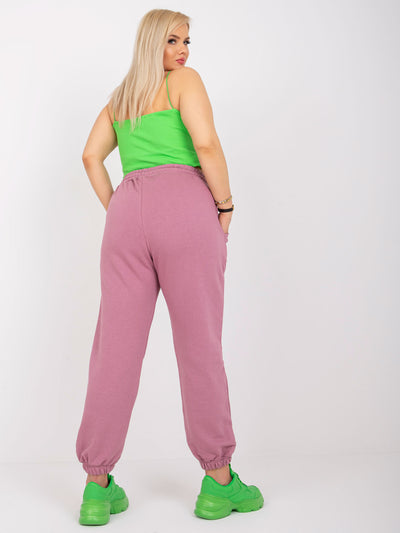 Brudnoróżowe bawełniane spodnie dresowe plus size