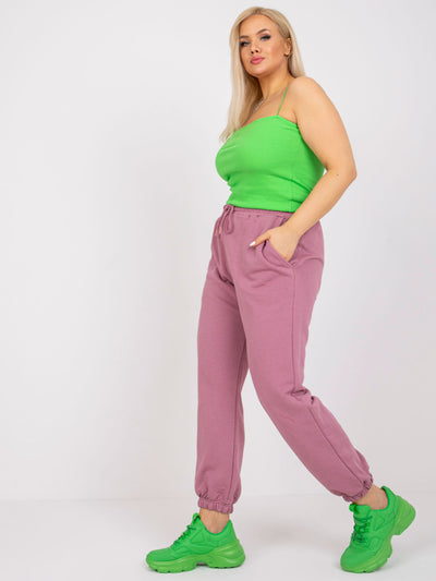 Brudnoróżowe bawełniane spodnie dresowe plus size