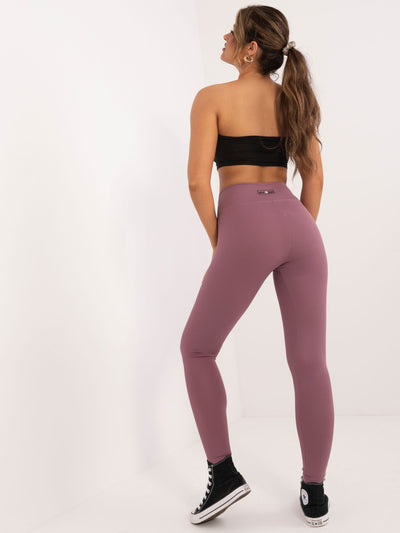 Brudnoróżowe sportowe legginsy basic w prążek