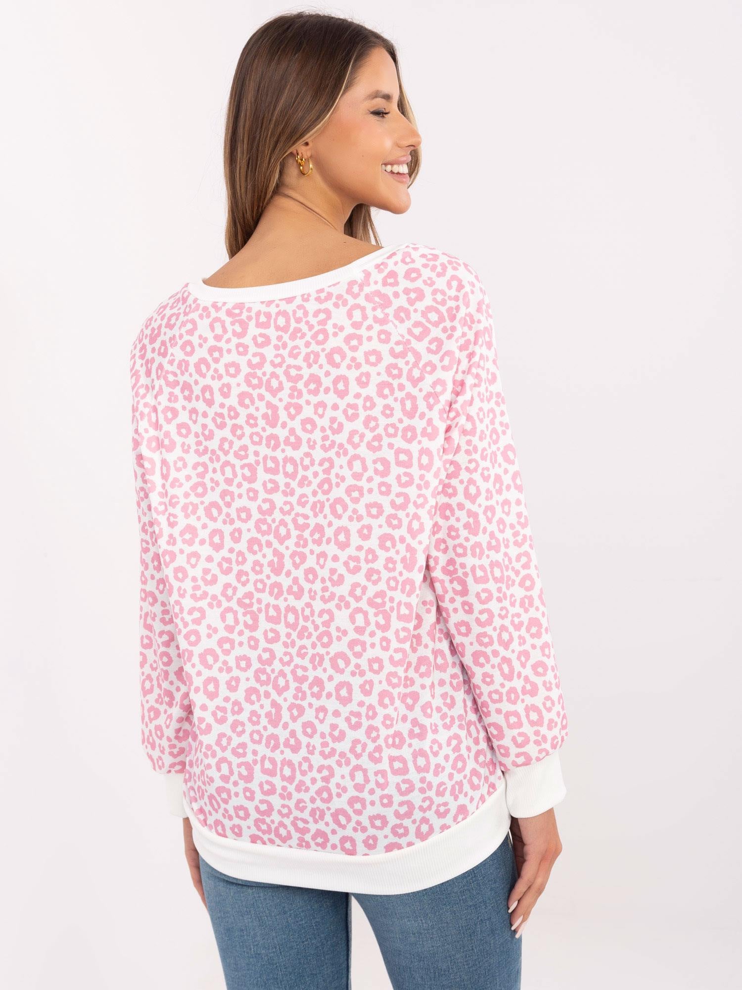 Brudnoróżowo-biała bluzka z dodatkiem wiskozy