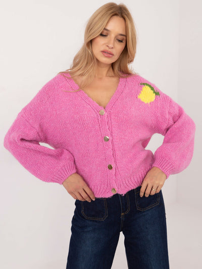 Brudnoróżowy sweter z nadrukiem na plecach