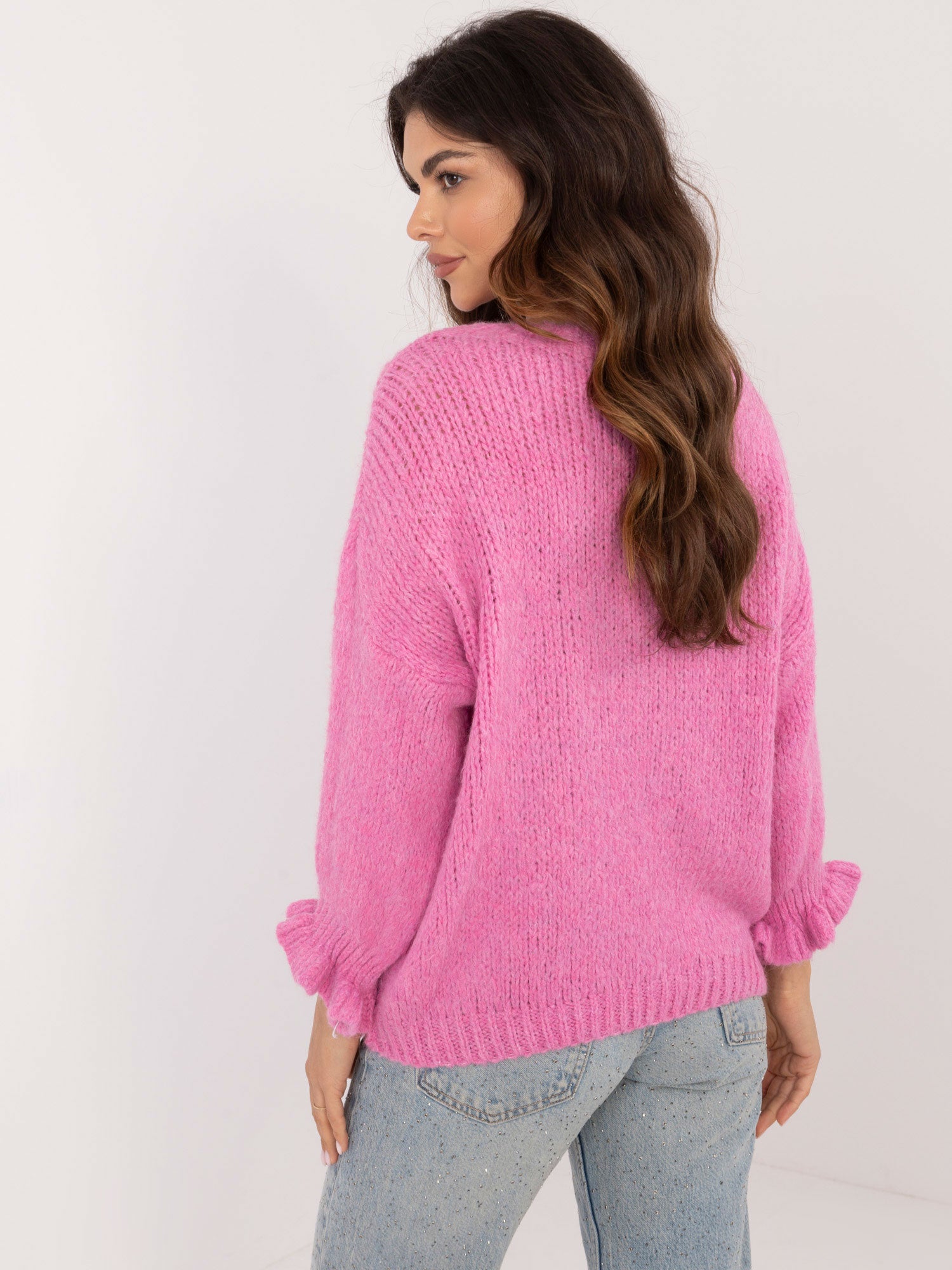 Brudnoróżowy sweter oversize z domieszką wełny