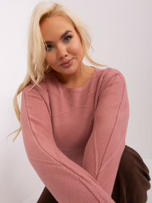 Brudnoróżowy sweter plus size ze ściągaczami