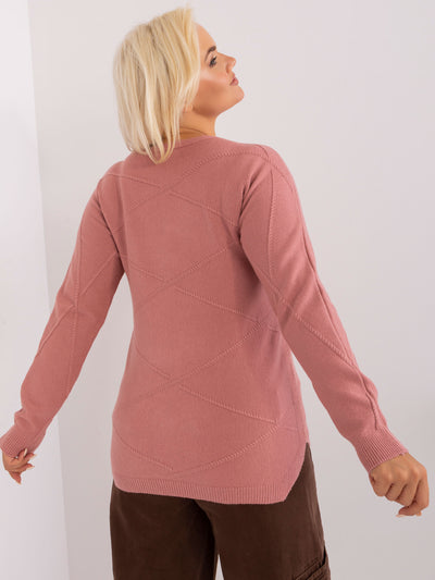 Brudnoróżowy sweter plus size ze ściągaczami