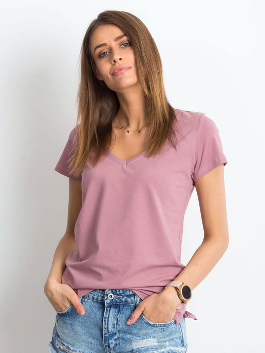 T-shirt w serek brudnoróżowy