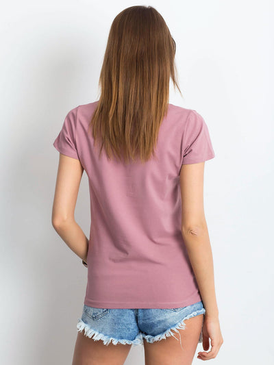 T-shirt w serek brudnoróżowy