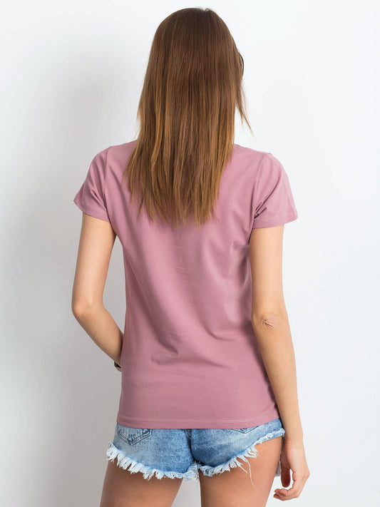 T-shirt w serek brudnoróżowy