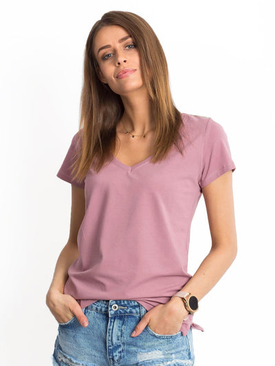T-shirt w serek brudnoróżowy