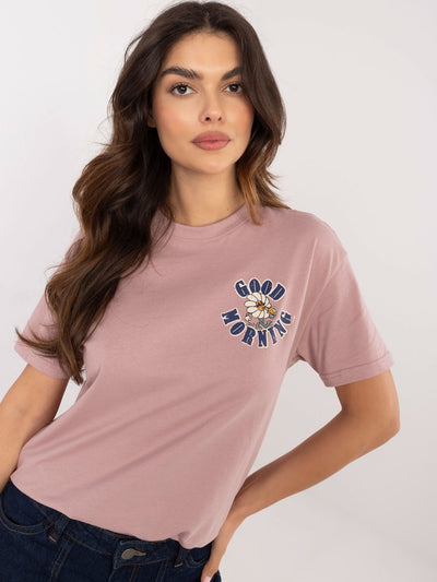 SUBLEVEL Brudnoróżowy t-shirt z napisami