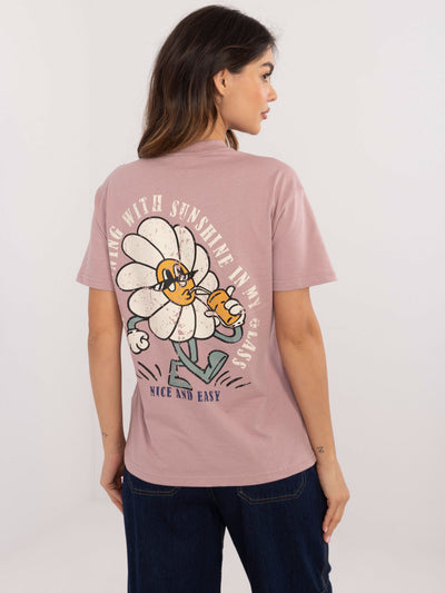SUBLEVEL Brudnoróżowy t-shirt z napisami