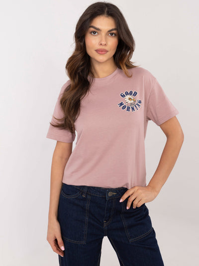 SUBLEVEL Brudnoróżowy t-shirt z napisami