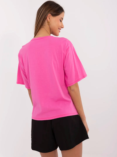 Brudnoróżowy damski t-shirt oversize z napisem