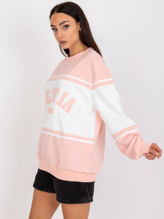 Brzoskwiniowa bluza bez kaptura z napisem
